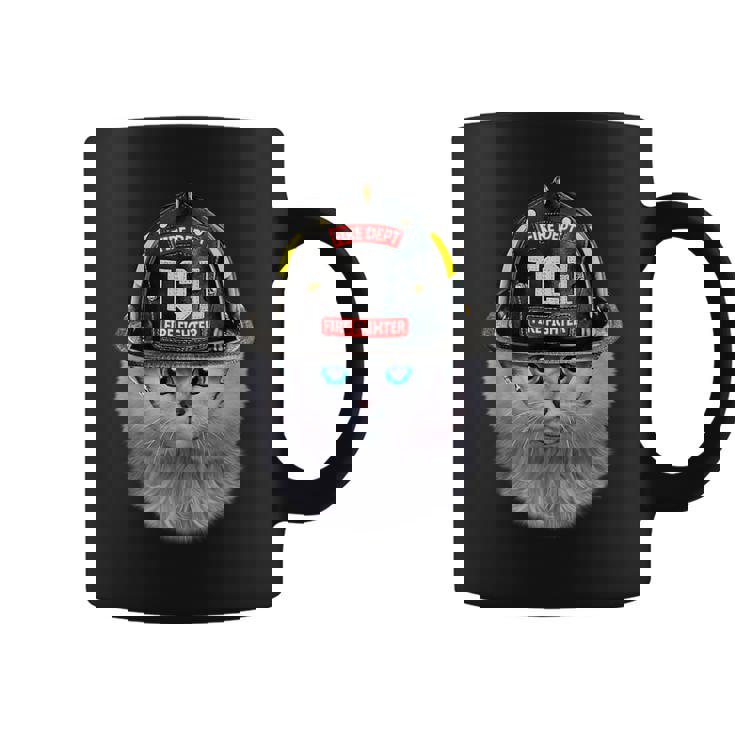 白いペルシャ猫 ねこ 消防士 コーヒーマグ