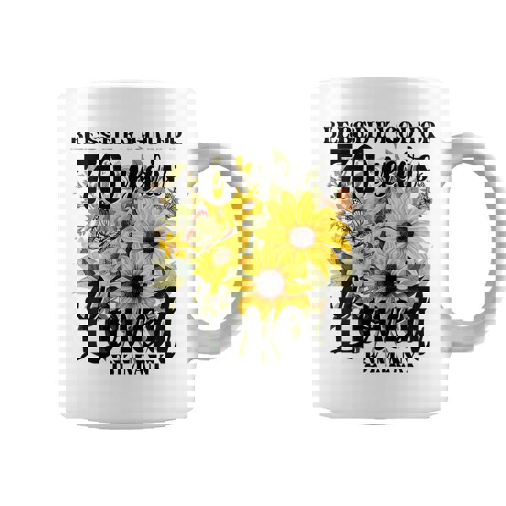 Blessed By God For 70 Years Loved Sunflower 70Th Birthday Coffee Mug