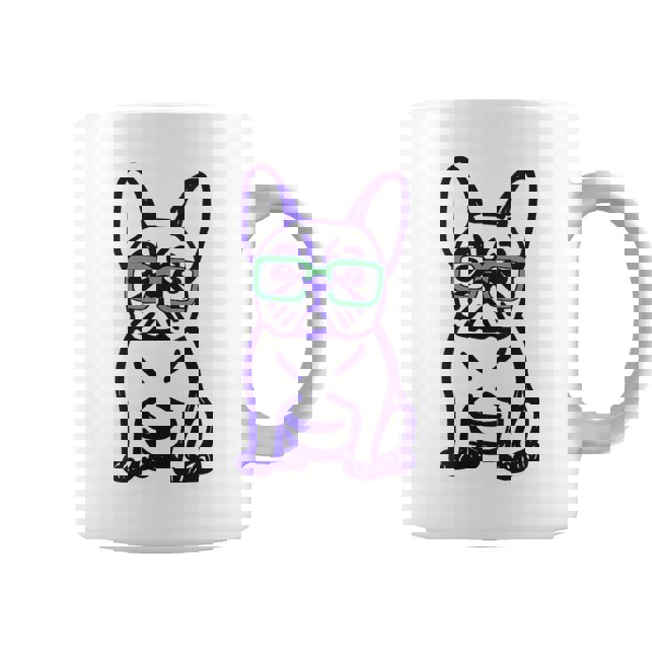 Cute French Bulldog Graphic With Glasses Pop Art Frenchie Coffee Mug