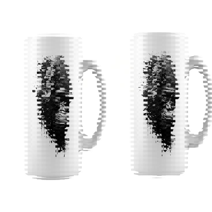 Gorilla Flowers モンキーアニマルプリントアート ゴリラ コーヒーマグ