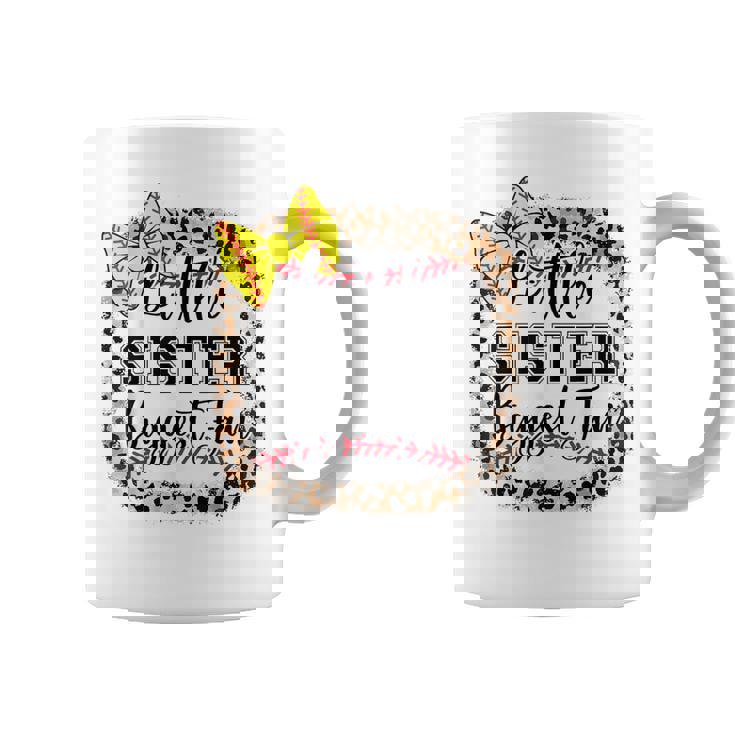 Little Sister Biggest Fan Softball Bow Catcher N Girl Mom Coffee Mug
