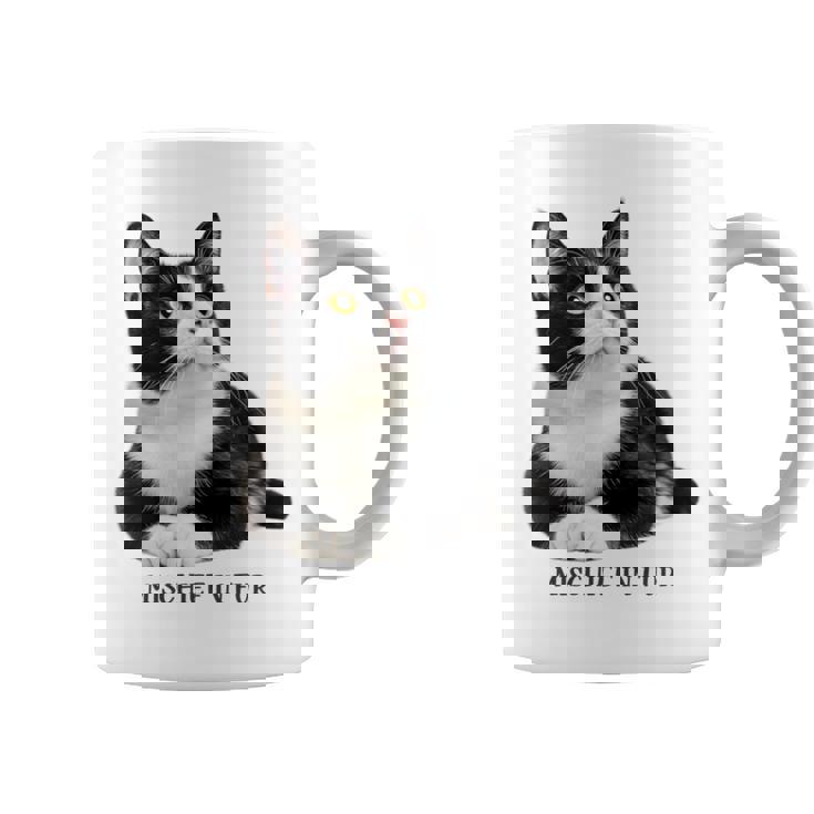 Mischief In Fur 猫写真 ハチワレ猫 黒白猫 猫好き ネタ 猫しもべ 猫飼い 猫依存症 長袖tシャツ コーヒーマグ