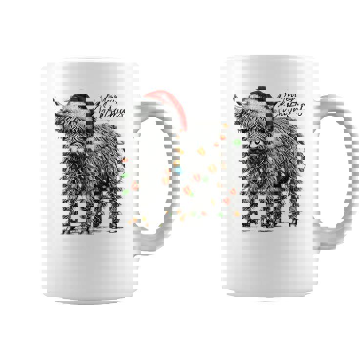 Mooey Christmas Western Highland Cow Santa Coffee Mug
