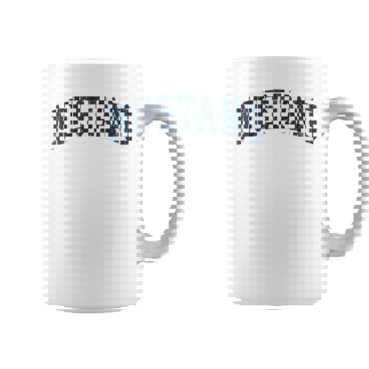 Mustang Oklahoma Ok Diseño Deportivointage Diseño Azul Marino Cuello Taza de café