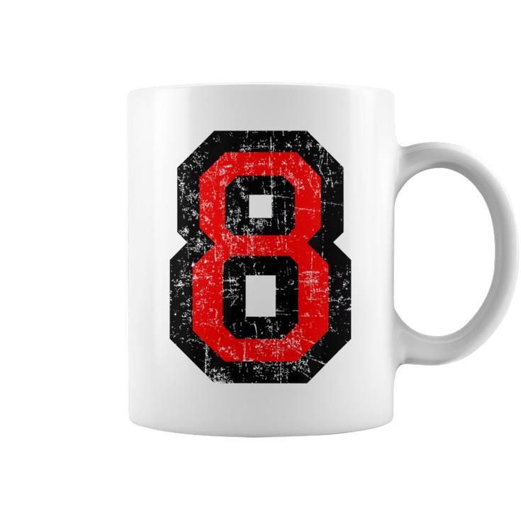 Número 8 Rojo Y Nero 8º Cumpleaños No8 Taza de café