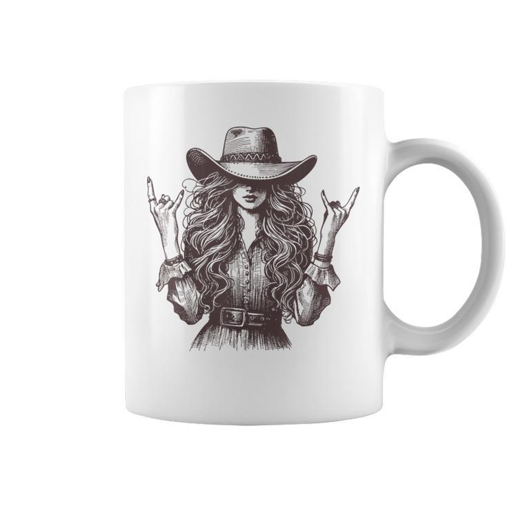 Rock And Roll Cowgirl Western Rodeo Girl Graphic Women Coffee Mug
