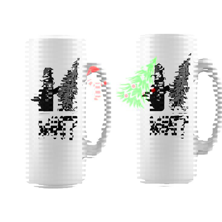 Ugly Sweater Christmas Tree Naughty Black Cat What Santa Hat Coffee Mug