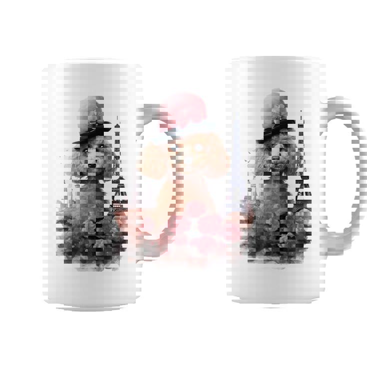 かわいい フランス パリ エッフェル塔 トイプードル パリジャンプードル 長袖tシャツ コーヒーマグ