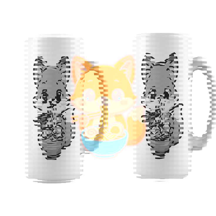 かわいいキツネを食べるラーメンかわいい動物アート コーヒーマグ