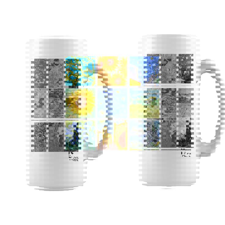 ひまわりと星月夜のゴッホ絵画コラージュ コーヒーマグ