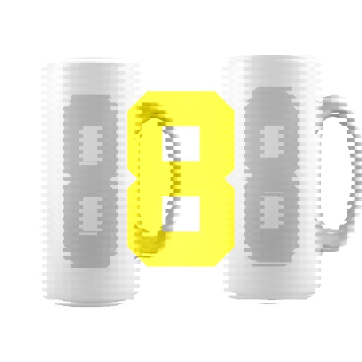 イエローナンバー8 背面 スポーツチームジャージ番号 コーヒーマグ