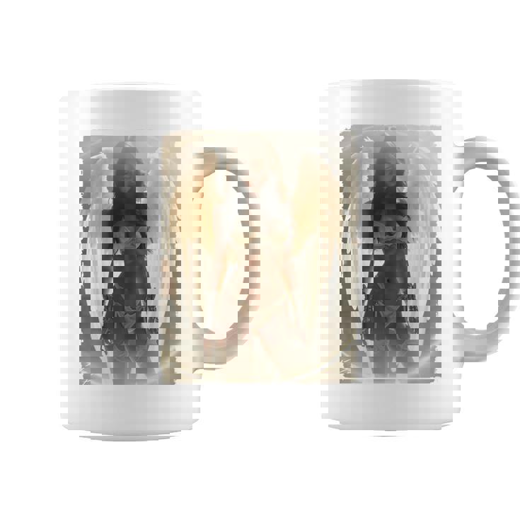 バックプリントtシャツ セクシーなブルネットエンジェルピンナップガール 長袖tシャツ コーヒーマグ