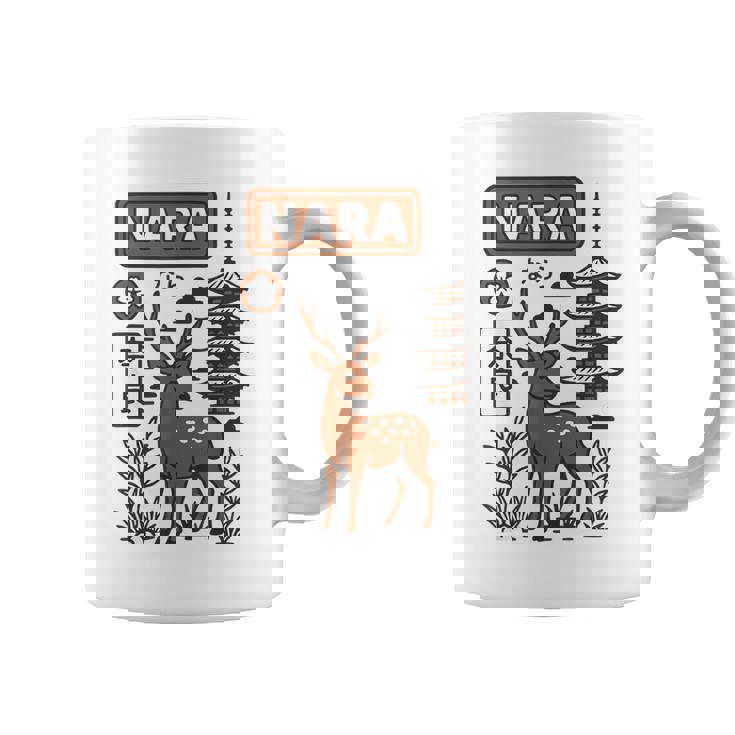 奈良 日本 鹿 日本語タイポグラフィ 漢字 自然 旅行 コーヒーマグ