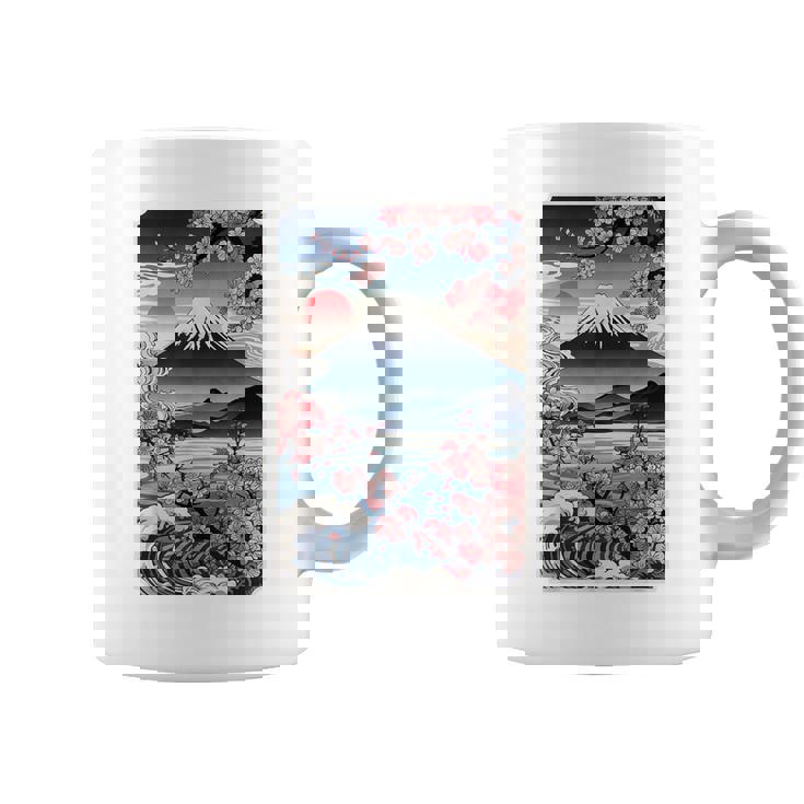 日本の桜庭 芸者 富士山 桜 木 コーヒーマグ