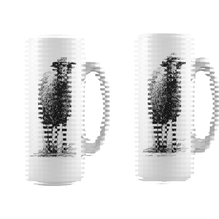 羊 アニマルプリント 動物園 ドローイング アート 絵画 羊 コーヒーマグ