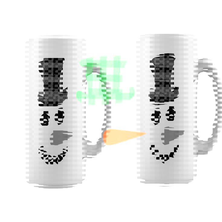 雪だるま 顔 にんじん鼻 クリスマス 冬 格子柄 サンタハット コーヒーマグ