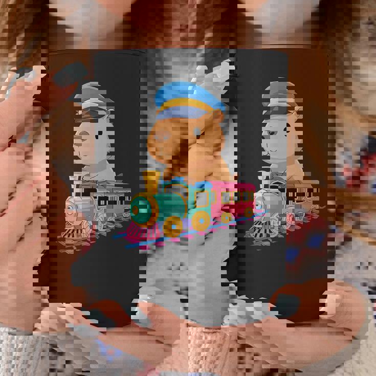 Capybara Riding Train Cute Kawaii Cartoon Rail Adventure コーヒーマグ 面白い贈り物