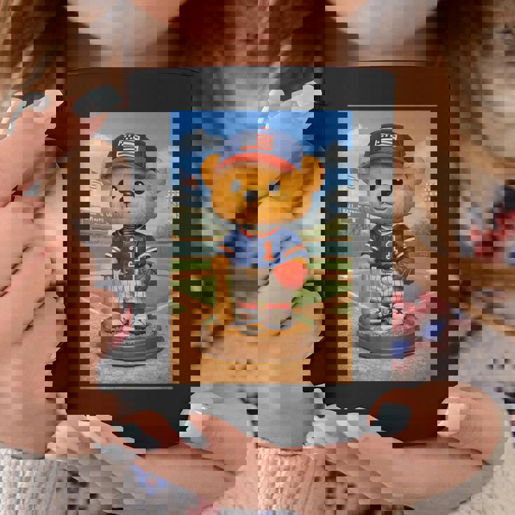 Cool Teddy Bear Baseball Player Illustration Graphic s コーヒーマグ 面白い贈り物