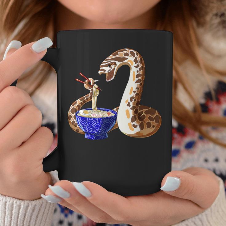 Cute Snake Eating Ramen Anime Style Hognose Snake Coffee Mug Unique Gifts