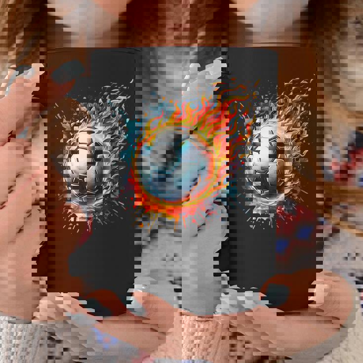 Flaming Soccer Ball On Fire Colorful Splash Sports Lover Fan Coffee Mug Personalized Gifts Flaming Soccer Ball On Fire Colorful Splash Sports Lover Fan Coffee Mug Personalized Gifts