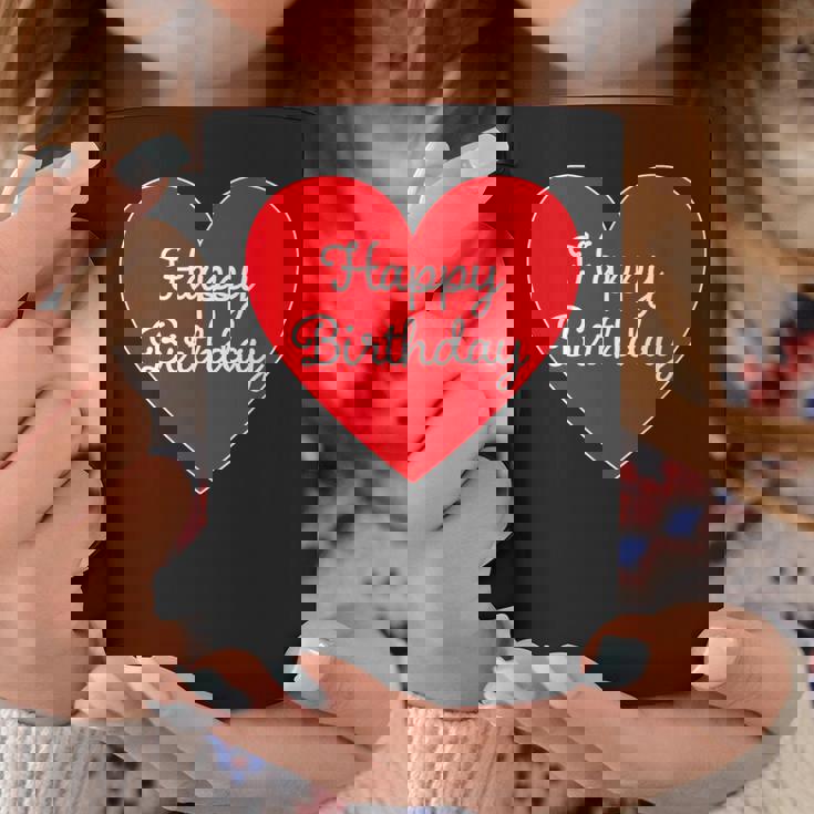 Happy Birthday ハッピーバースデー（お誕生日）ビッグハート サプライズイベント かわいい文字 デザイン コーヒーマグ 面白い贈り物