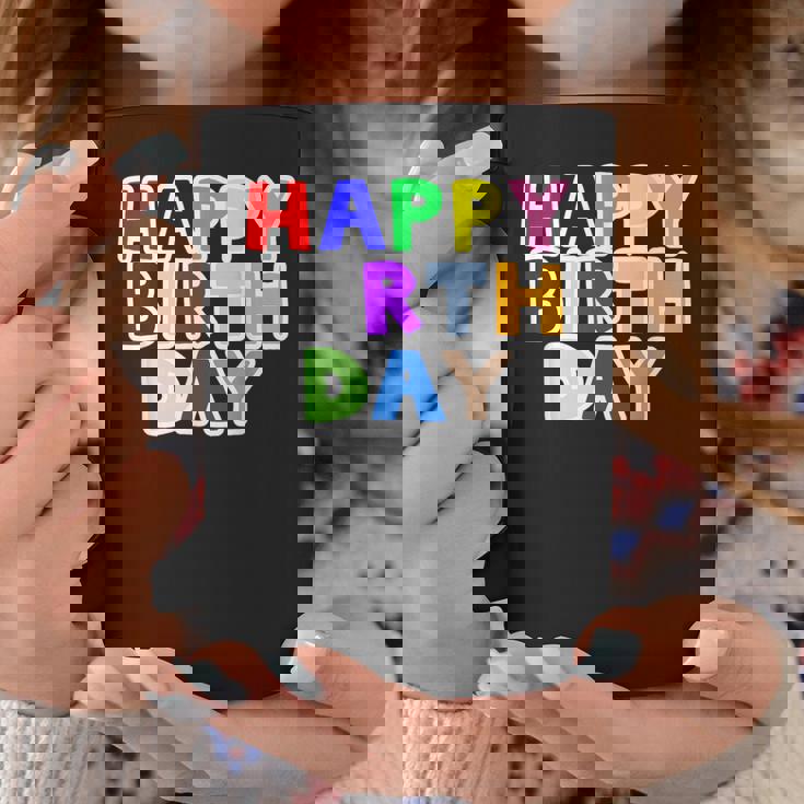 Happy Birthday（ハッピーバースデー）カラフルポップ【お誕生日 プリント】サプライズ 文字 イベントデザイン コーヒーマグ 面白い贈り物