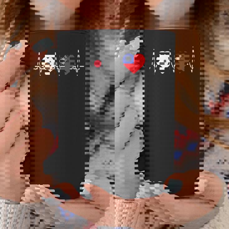 Japanese Flag Taiwanese Flag Heart 台湾の遺産 台湾のルーツ 日本の国旗 台湾の国旗 コーヒーマグ 面白い贈り物