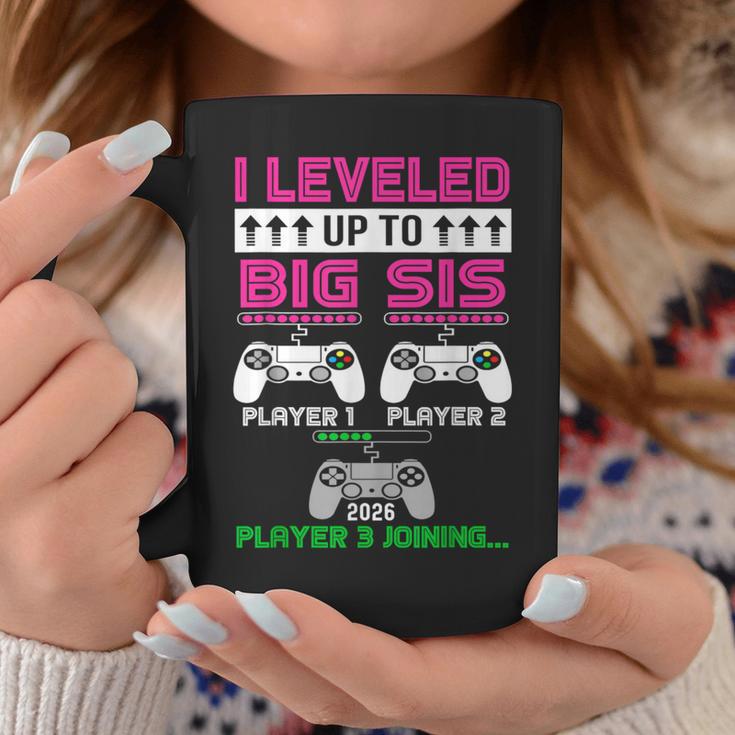 Leveled Up To Big Sister Again 2026 Promoted To Big Sister Coffee Mug Funny Gifts