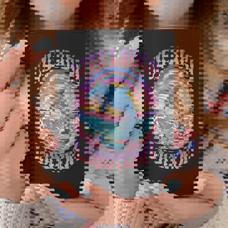Live Laugh Lobotomy Dolphin Groovy コーヒーマグ 面白い贈り物