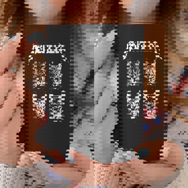 Meowtallica ブラック ホワイト 面白い パロディバンド 猫 子猫 恋人 長袖tシャツ コーヒーマグ 面白い贈り物