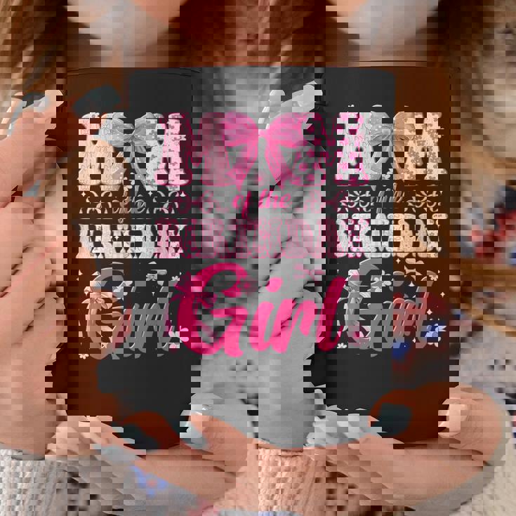 Mom Of The Birthday Girl Family Pink Bow Family Party Coffee Mug Unique Gifts