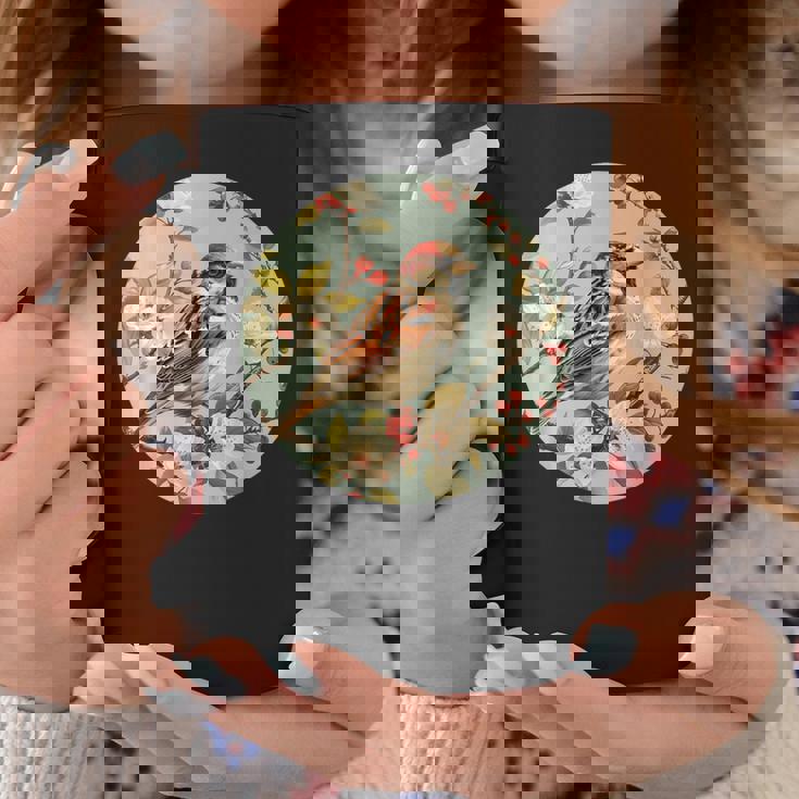 かわいい花のスズメの花の家のスズメ。 コーヒーマグ 面白い贈り物