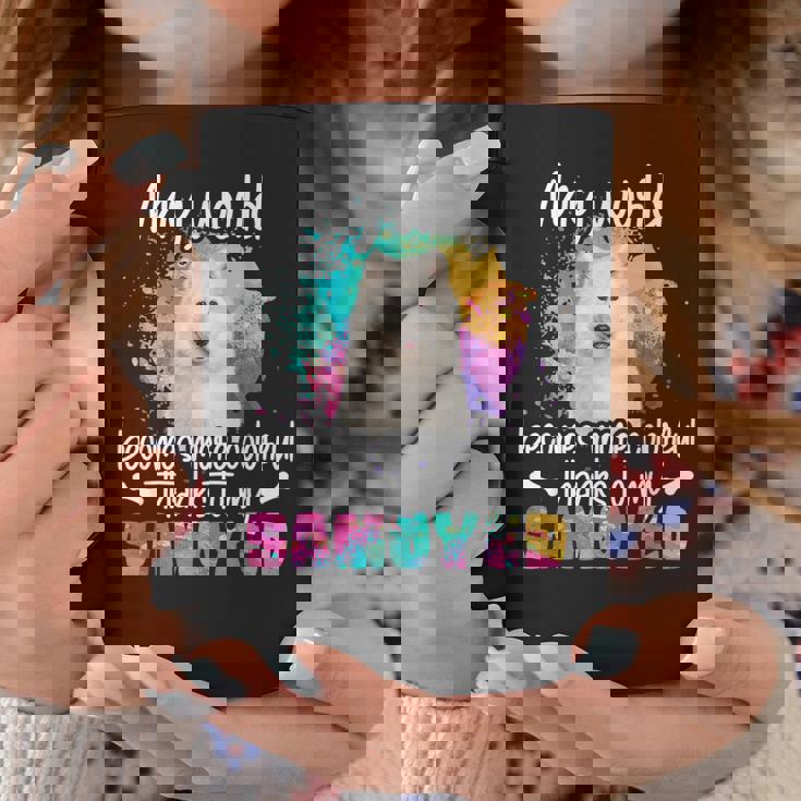 カラフルな世界 サモエド 犬 前足 犬のママ 服 ママ サモエドのアクセサリー 犬の学校 犬の飼い主 コーヒーマグ 面白い贈り物