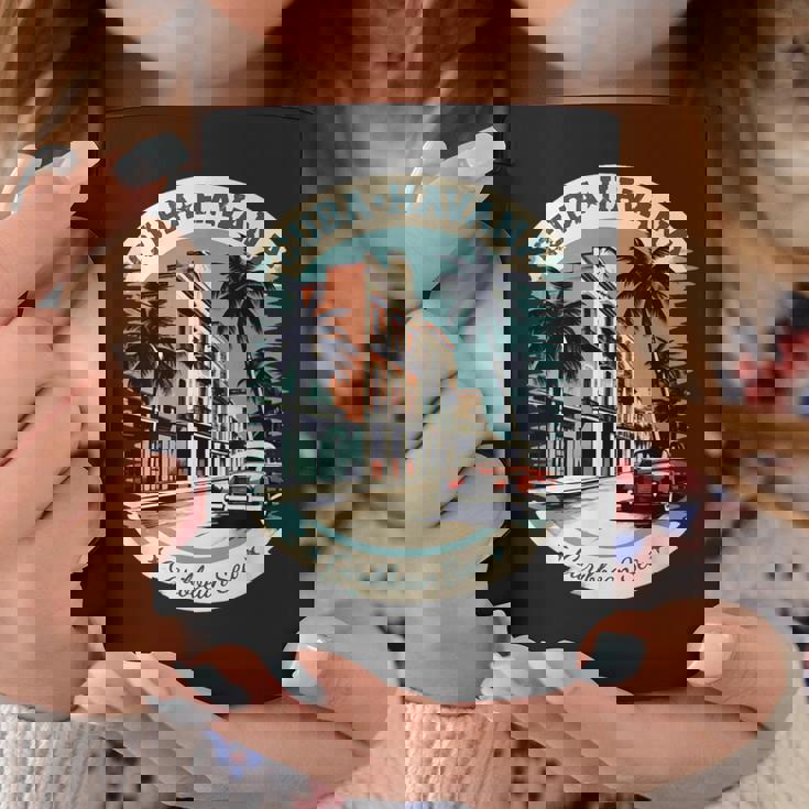 キューバ ハバナ レトロ 車 ヴィンテージ カリブ海のヤシの木 コーヒーマグ 面白い贈り物