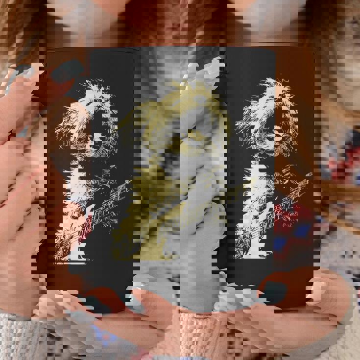 ギターロッカー ギタリスト 動物 パンク グランジ犬とマルチーズ コーヒーマグ 面白い贈り物