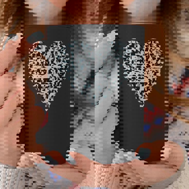 グレーとブラック ヒョウ柄 アニマルプリント ハート コーヒーマグ 面白い贈り物