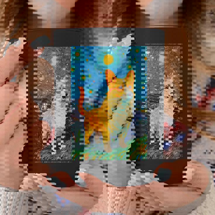 ゴッホ動物アート 動物愛好家のためのかわいいコーギー犬 コーヒーマグ 面白い贈り物