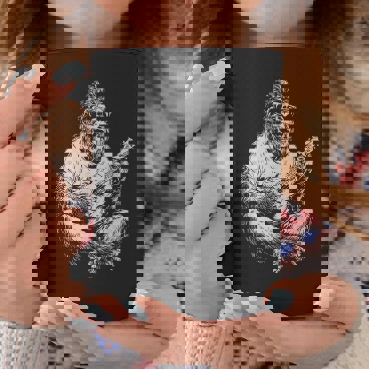 サングラス付きかわいいゴリラ ギタープレーヤー 面白いギタリスト コーヒーマグ 面白い贈り物