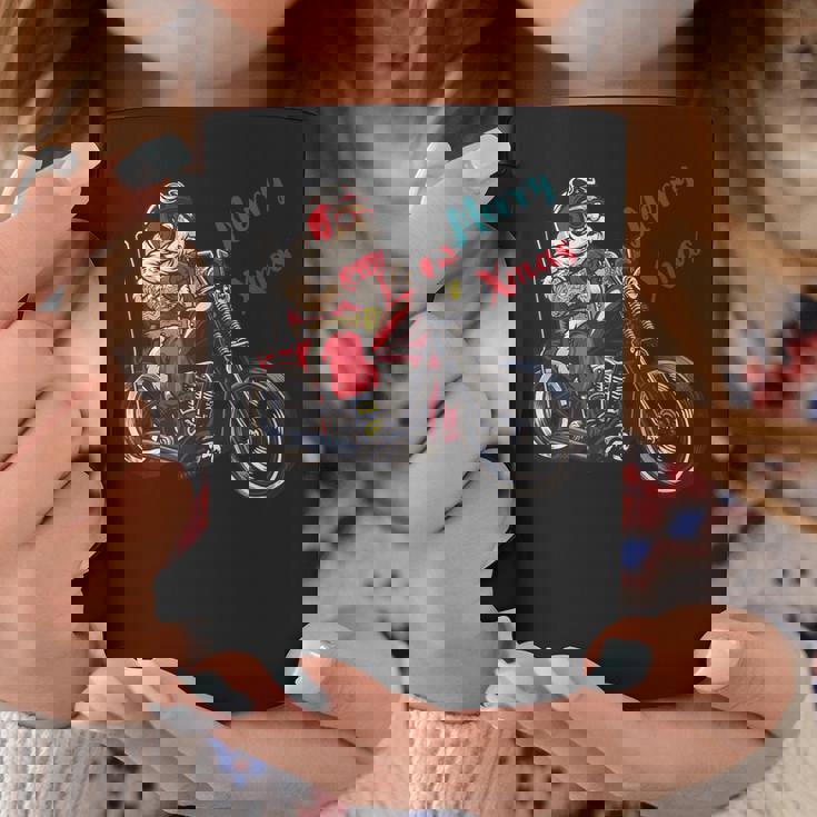 サンタクロース 面白い バイク イラスト メリー クリスマス パロディ イラスト コーヒーマグ 面白い贈り物