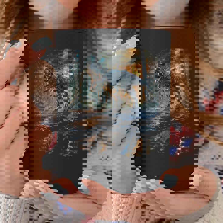 ティレックス 夜に吠える恐竜 リアルなグラフィックデザイン 長袖tシャツ コーヒーマグ 面白い贈り物