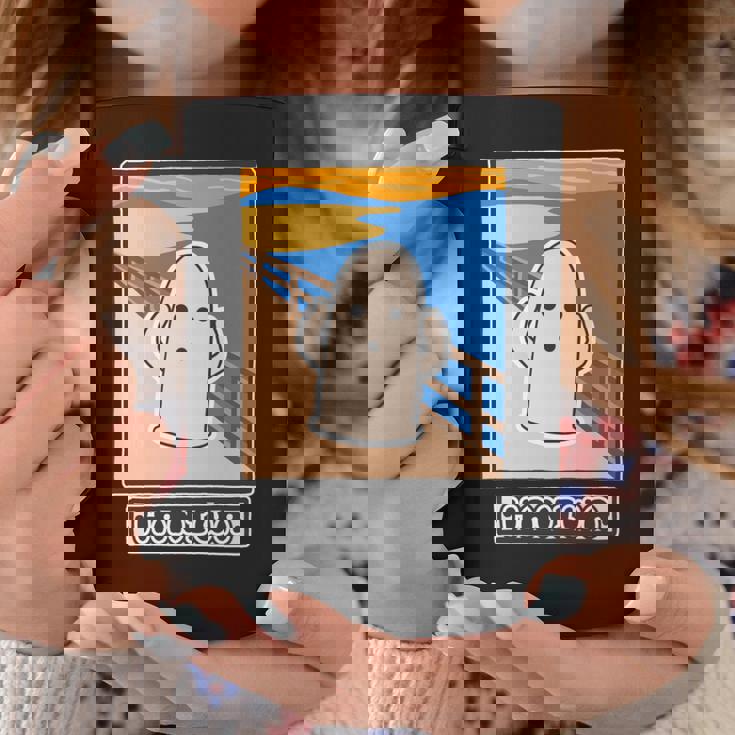 ハニワくん の ムンクの叫び 埴輪【ゆるフレンズ】名画 パロディ 歴史土器 キャラクター かわいい イラスト 面白い 長袖tシャツ コーヒーマグ 面白い贈り物