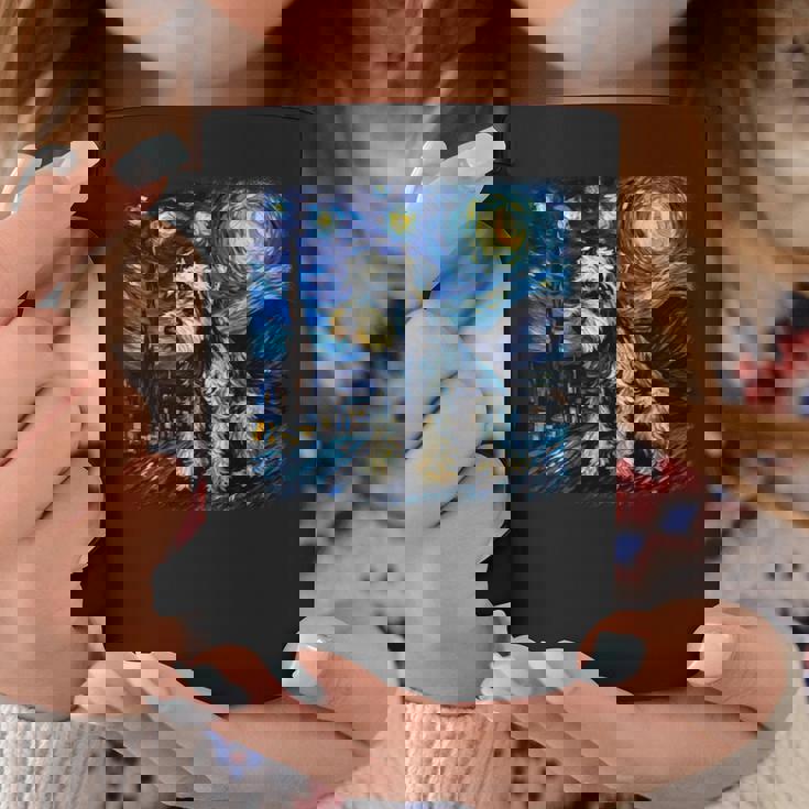 バン・ゴッホ 星月夜ミニチュア・シュナウザー 長袖tシャツ コーヒーマグ 面白い贈り物