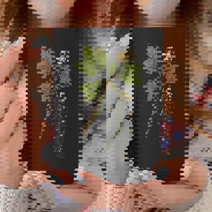 ビンテージボタニカルブラックカラント自然アートプリント コーヒーマグ 面白い贈り物