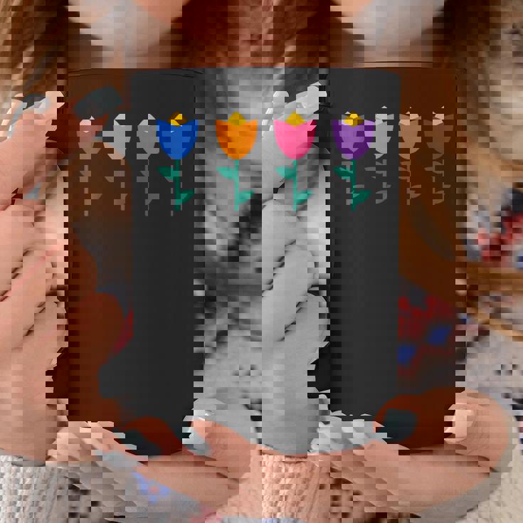 ブルー、オレンジ、ピンク、パープルのチューリップ。 コーヒーマグ 面白い贈り物