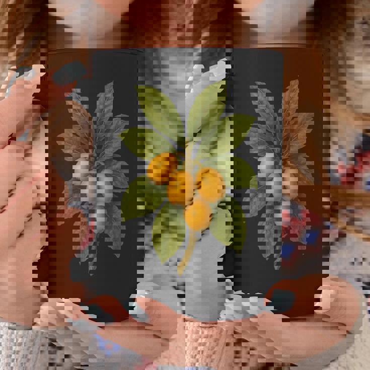 ヴィンテージ ボタニカル ビワ 自然 フルーツ アートプリント コーヒーマグ 面白い贈り物