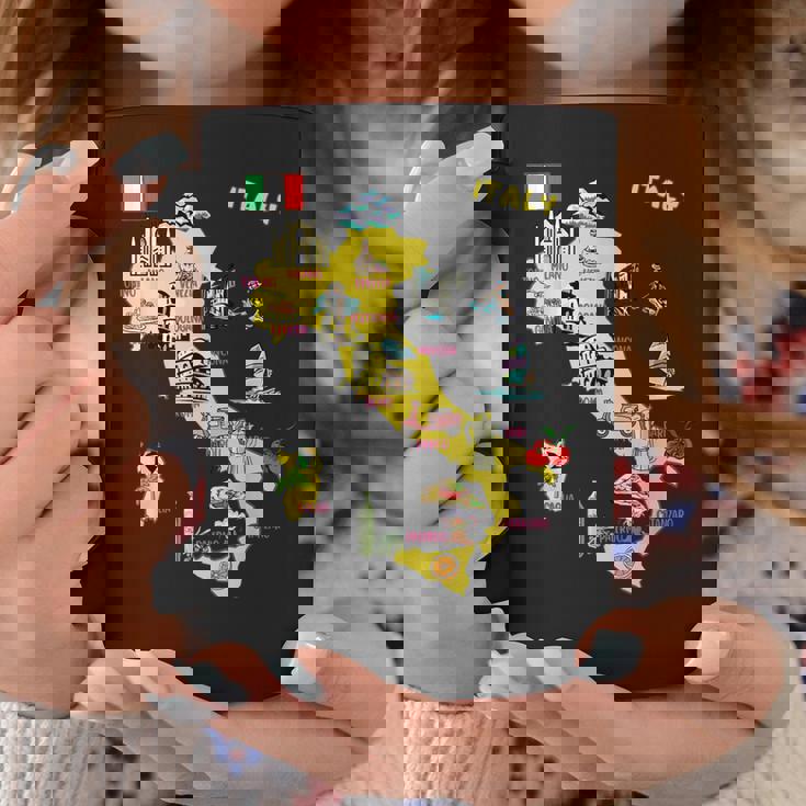 手描きのイタリア地図 観光地 コーヒーマグ 面白い贈り物