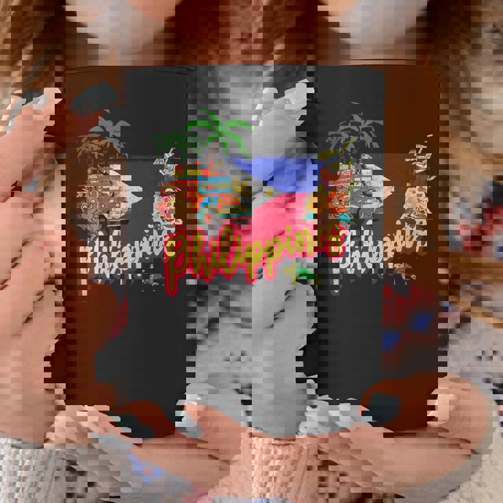 旗のヤシの木のお土産とフィリピンのヴィンテージメガネザル コーヒーマグ 面白い贈り物