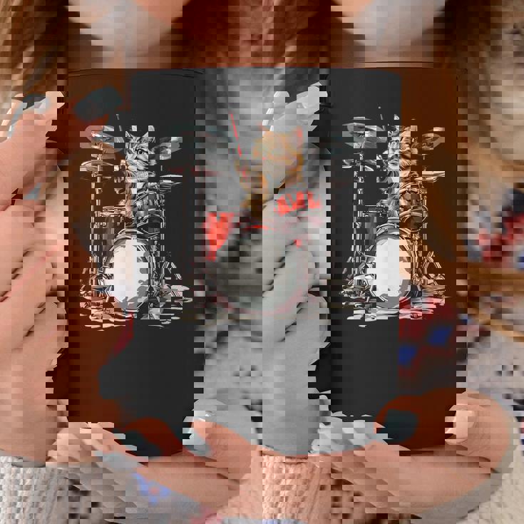 猫太鼓ドラムスティックかわいい猫と音楽 コーヒーマグ 面白い贈り物