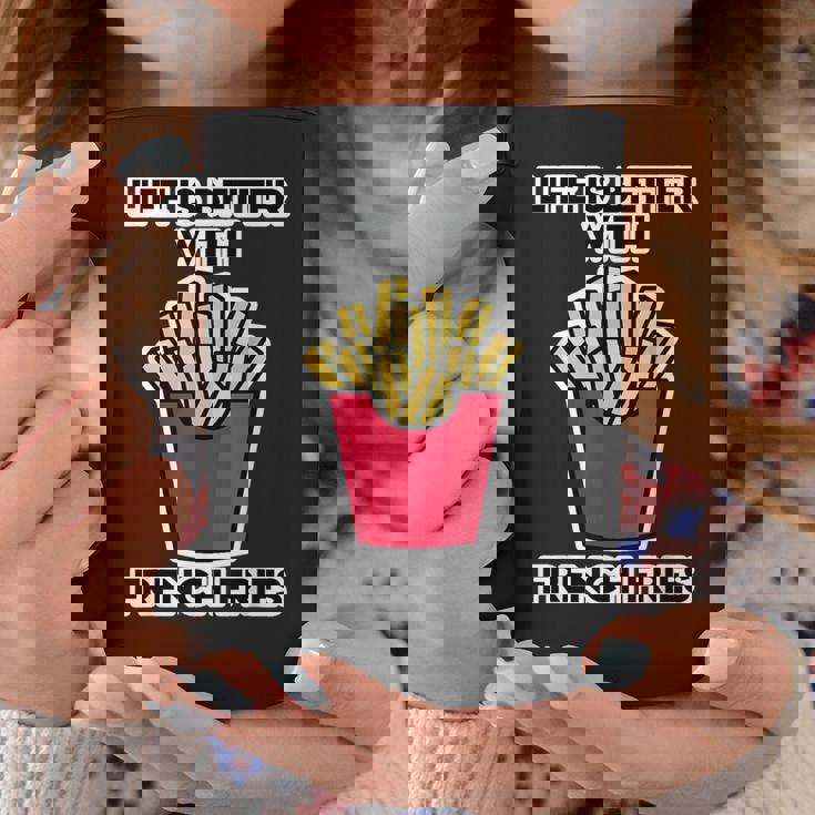 男性用フライドポテトデザイン フライドポテトと一緒に人生はより良いです コーヒーマグ 面白い贈り物