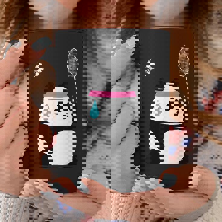 疲れきったバドミントンパンダ 面白いかわいいシャトルコック動物 コーヒーマグ 面白い贈り物